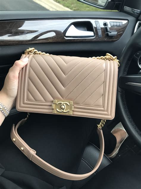 chanel 17k beige le boy|Chanel boys bag review.